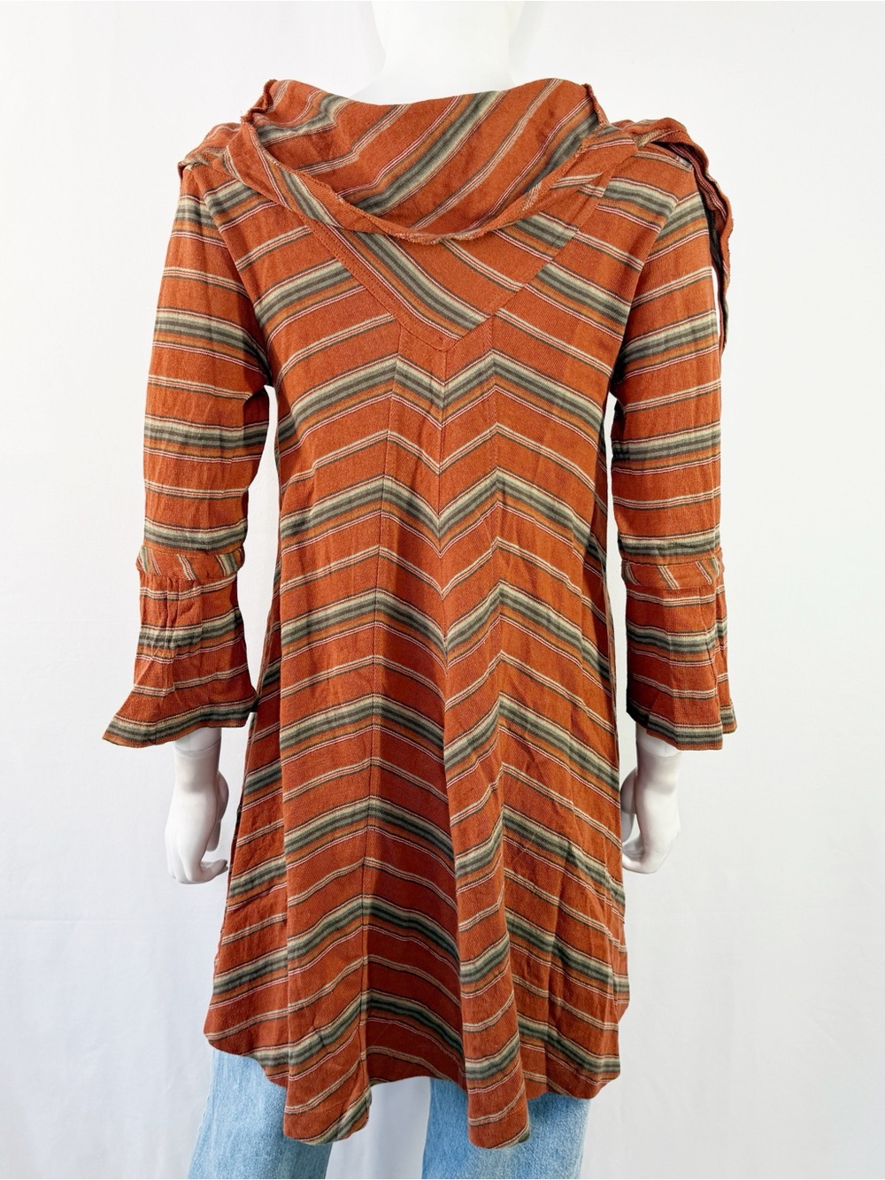 New Romantics by Free People Brown Striped Tunic Dress Size S Hippie Boho - Picture 5 of 8